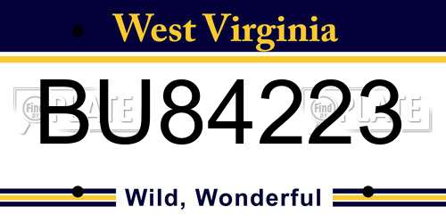 BU84223 West Virginia License Plate