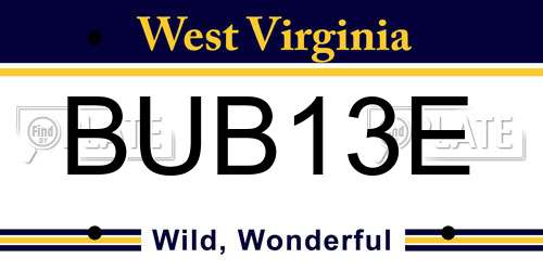 BUB13E West Virginia License Plate