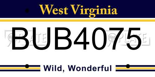 BUB4075 West Virginia License Plate