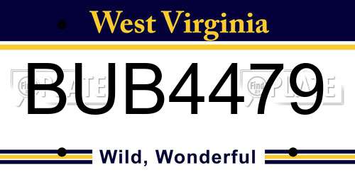 BUB4479 West Virginia License Plate