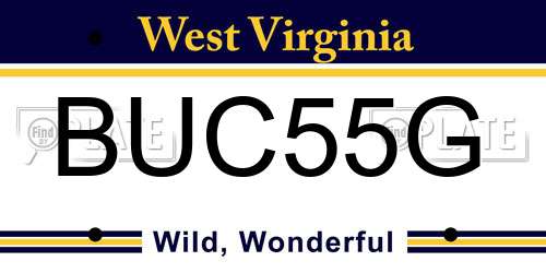 BUC55G West Virginia License Plate
