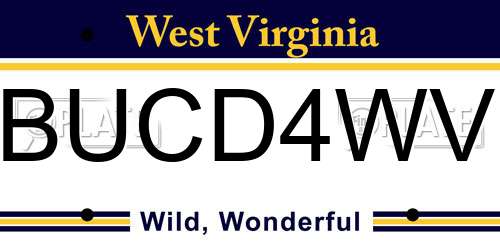 BUCD4WV West Virginia License Plate