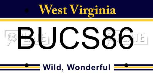 BUCS86 West Virginia License Plate