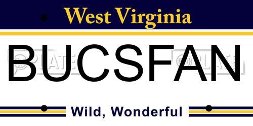 BUCSFAN West Virginia License Plate
