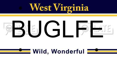 BUGLFE West Virginia License Plate