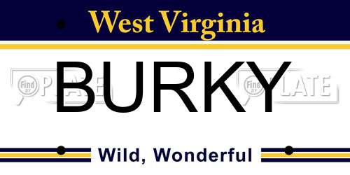BURKY West Virginia License Plate
