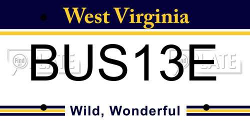 BUS13E West Virginia License Plate