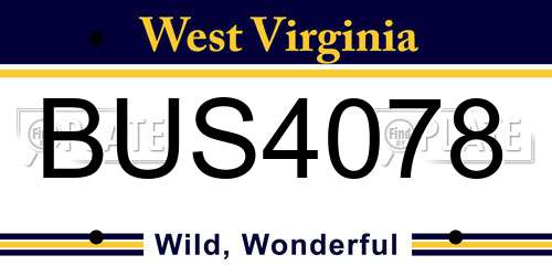 BUS4078 West Virginia License Plate