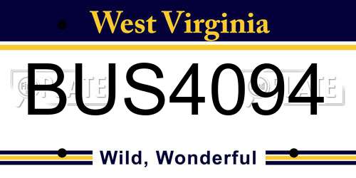 BUS4094 West Virginia License Plate