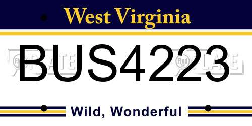 BUS4223 West Virginia License Plate