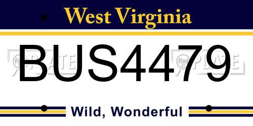BUS4479 West Virginia License Plate