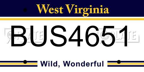 BUS4651 West Virginia License Plate