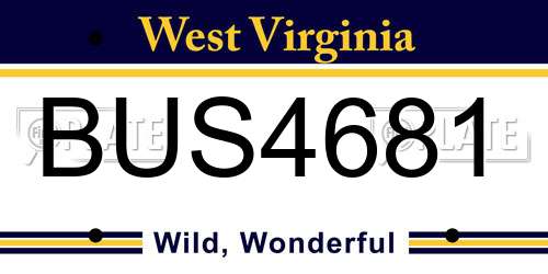 BUS4681 West Virginia License Plate