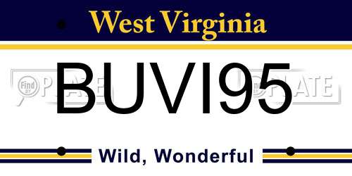 BUVI95 West Virginia License Plate
