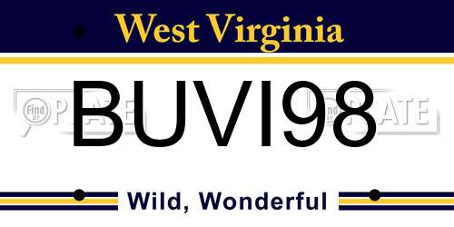 BUVI98 West Virginia License Plate
