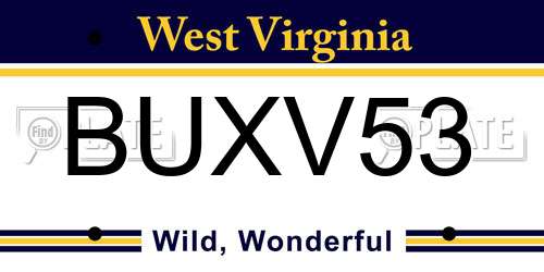 BUXV53 West Virginia License Plate