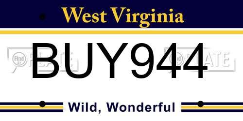 BUY944 West Virginia License Plate
