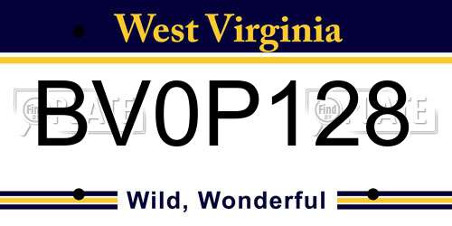 BV0P128 West Virginia License Plate