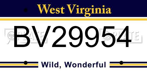BV29954 West Virginia License Plate