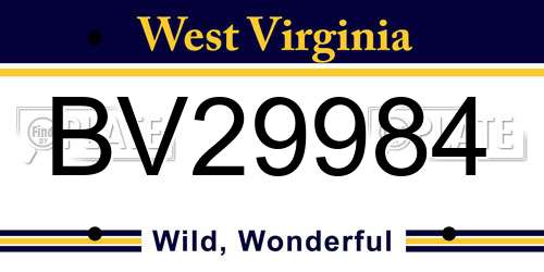 BV29984 West Virginia License Plate