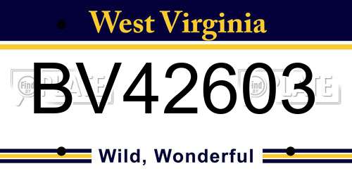 BV42603 West Virginia License Plate