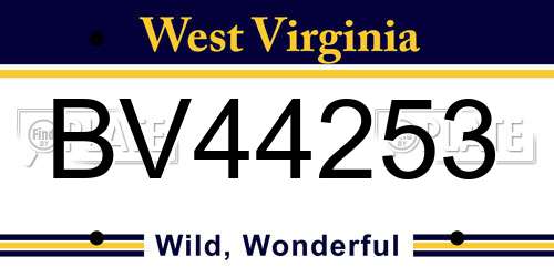 BV44253 West Virginia License Plate