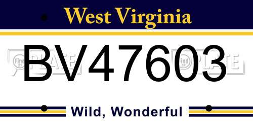 BV47603 West Virginia License Plate