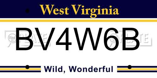 BV4W6B West Virginia License Plate