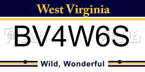 BV4W6S West Virginia License Plate