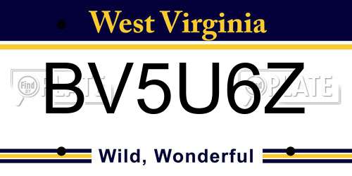 BV5U6Z West Virginia License Plate