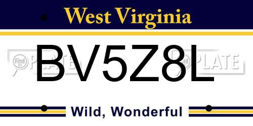 BV5Z8L West Virginia License Plate