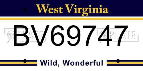 BV69747 West Virginia License Plate