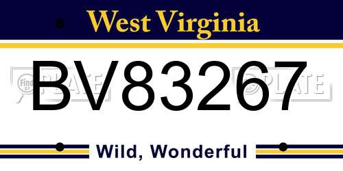 BV83267 West Virginia License Plate