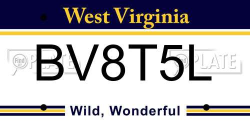 BV8T5L West Virginia License Plate