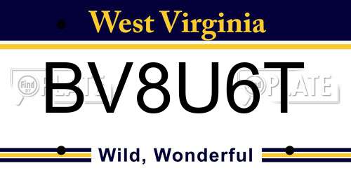 BV8U6T West Virginia License Plate