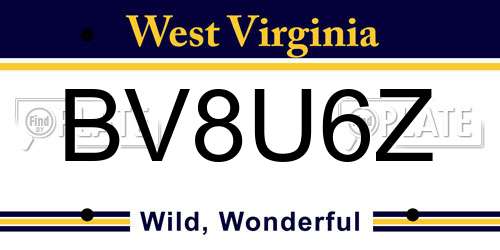 BV8U6Z West Virginia License Plate