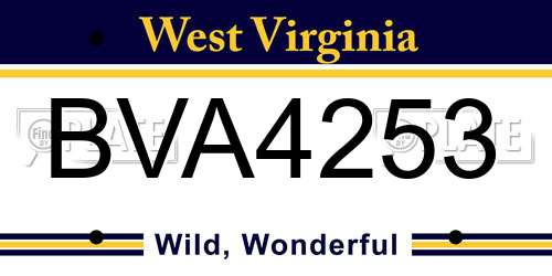 BVA4253 West Virginia License Plate