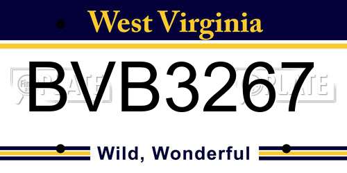 BVB3267 West Virginia License Plate