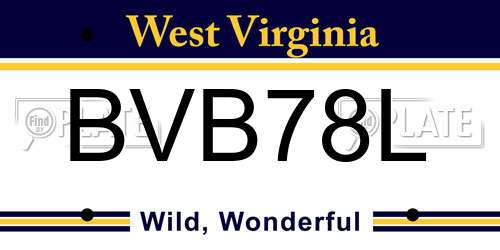 BVB78L West Virginia License Plate