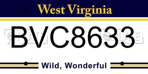 BVC8633 West Virginia License Plate