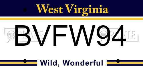 BVFW94 West Virginia License Plate
