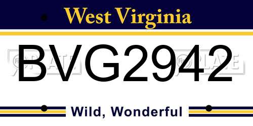 BVG2942 West Virginia License Plate