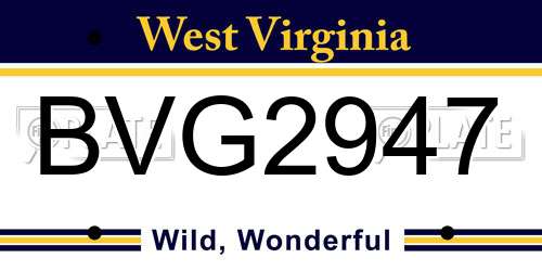 BVG2947 West Virginia License Plate