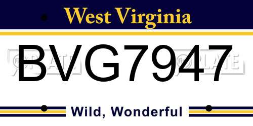 BVG7947 West Virginia License Plate