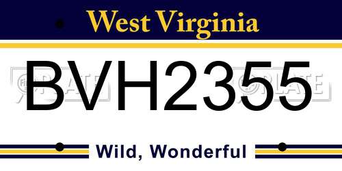BVH2355 West Virginia License Plate