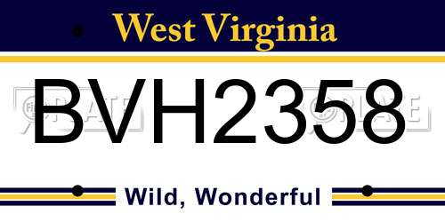 BVH2358 West Virginia License Plate