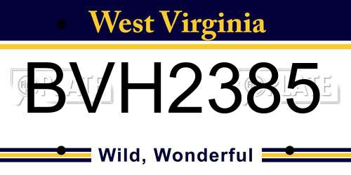 BVH2385 West Virginia License Plate