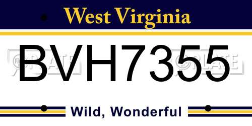 BVH7355 West Virginia License Plate