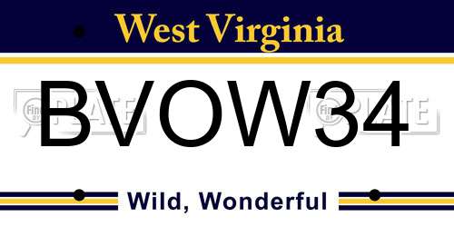 BVOW34 West Virginia License Plate