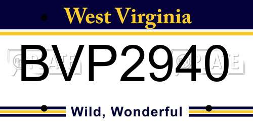 BVP2940 West Virginia License Plate